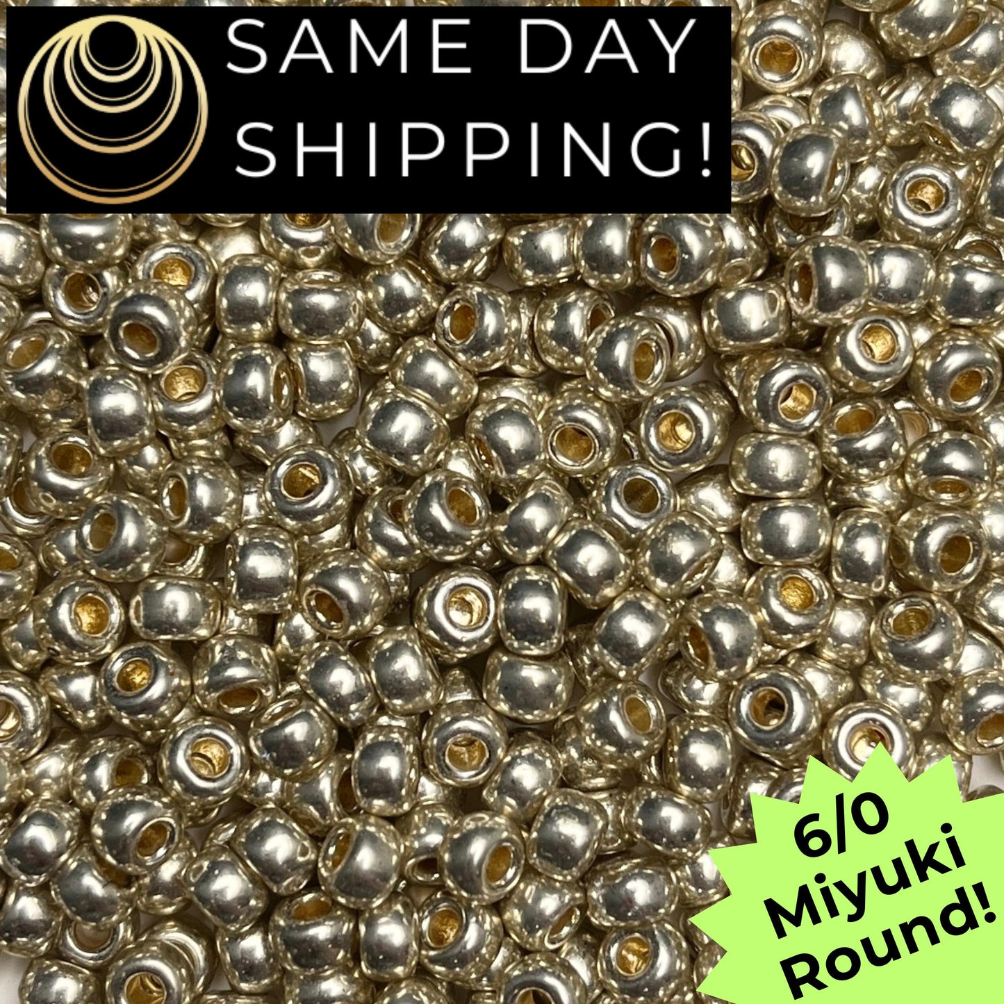6-4201 6/0 Miyuki Round Seed Beads, Duracoat Galvanized Silver