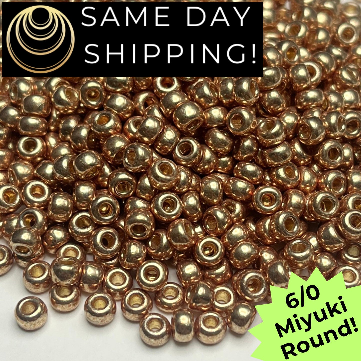 6-4204 6/0 Miyuki Round Seed Beads, Duracoat Galvanized Champagne