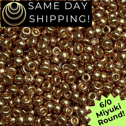 6-4204 6/0 Miyuki Round Seed Beads, Duracoat Galvanized Champagne