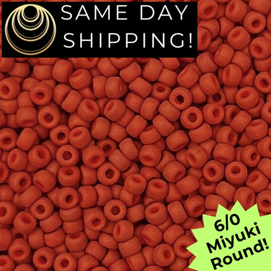 6-1236 6/0 Miyuki Round Beads Opaque Matte Terra Cotta