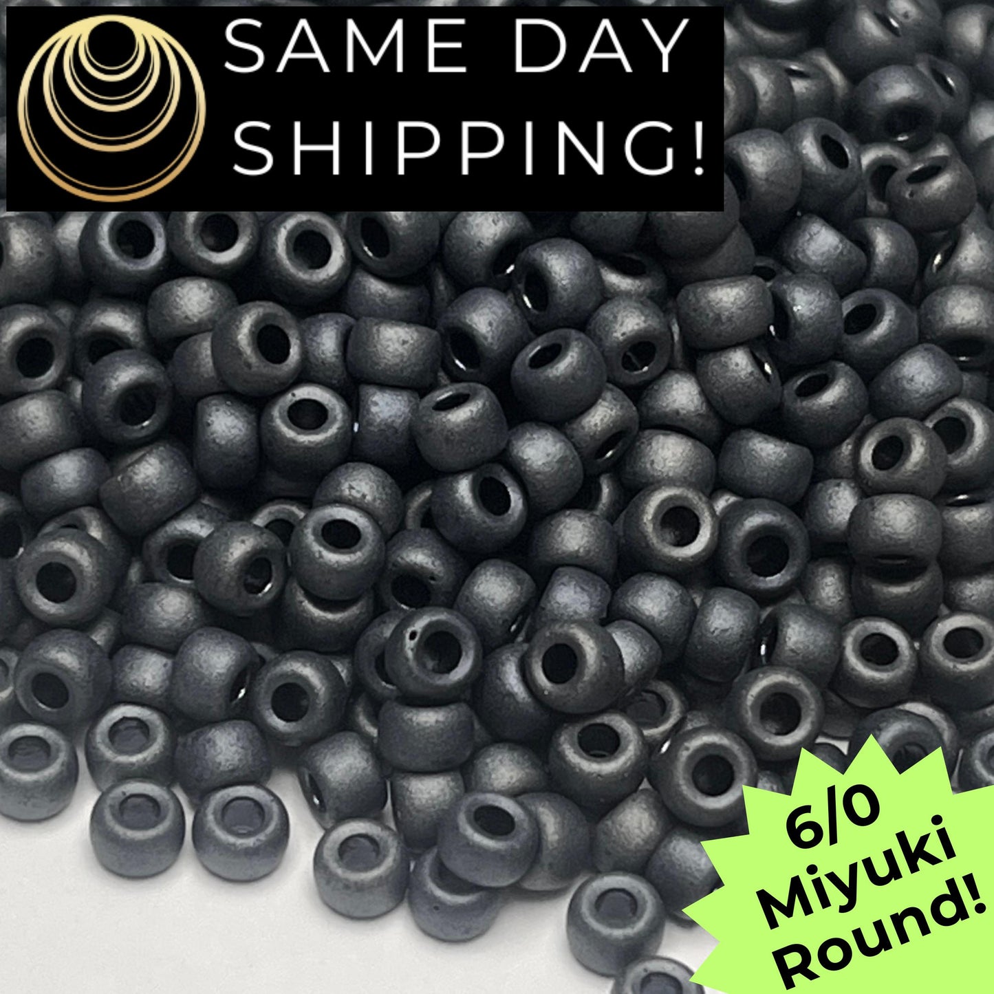 6-2001 6/0 Miyuki Round Beads Matte Gunmetal
