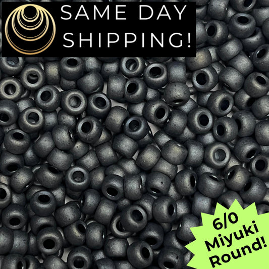 6-2001 6/0 Miyuki Round Beads Matte Gunmetal