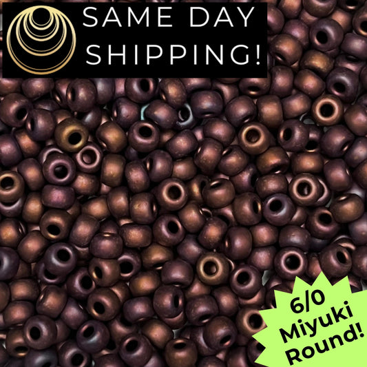 6-2005 6/0 Miyuki Round Beads Matte Metallic Dark Raspberry Iris