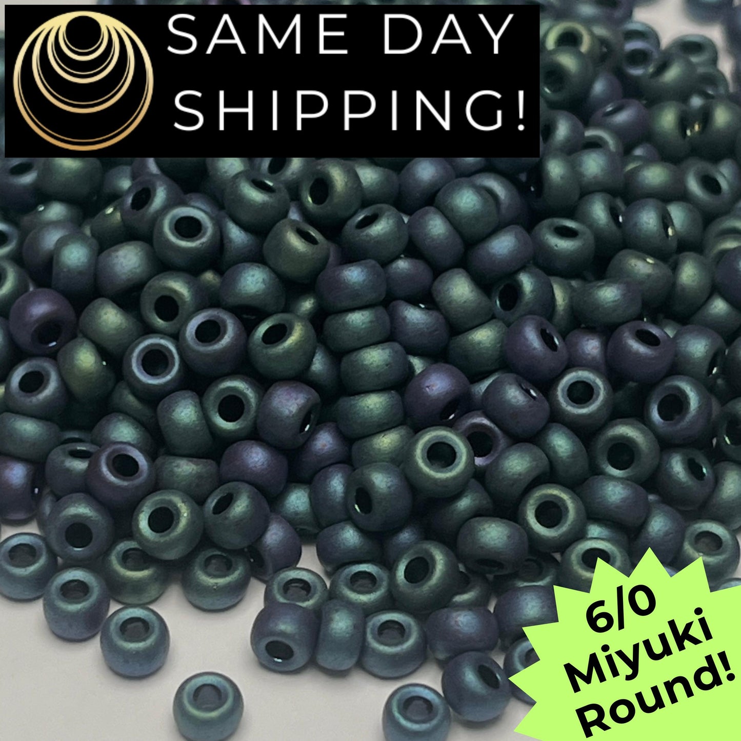 6-2064 6/0 Miyuki Round Beads Matte Blue Green Iris
