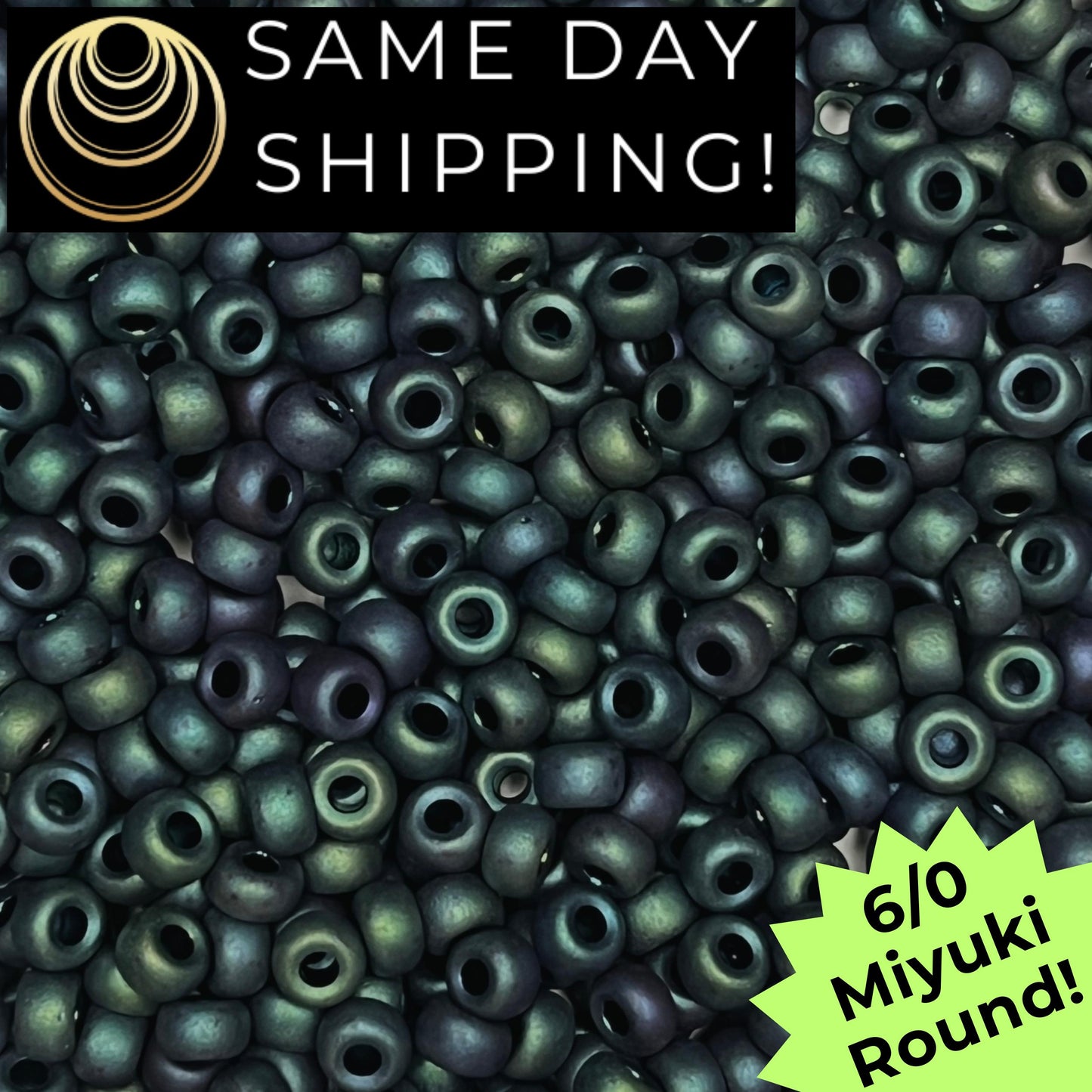 6-2064 6/0 Miyuki Round Beads Matte Blue Green Iris