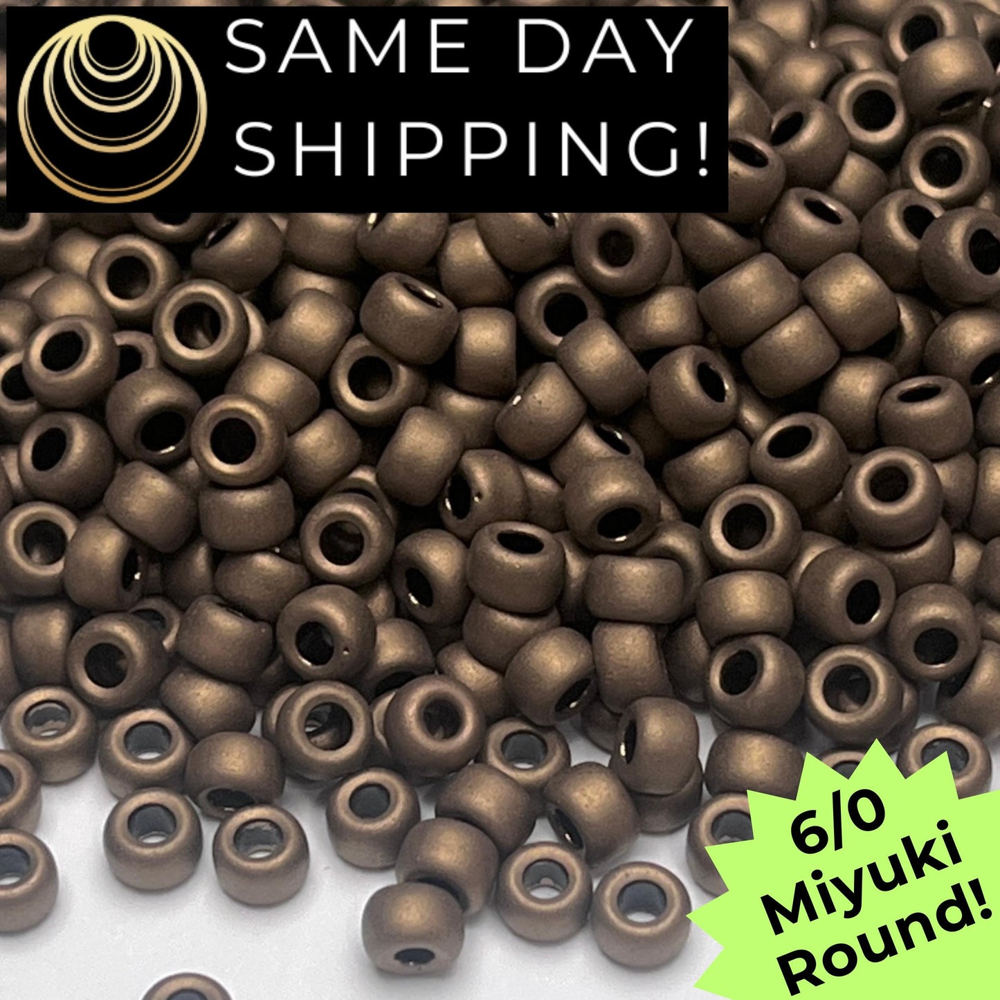 6-2006 6/0 Miyuki Round Seed Beads Matte Metallic Dark Bronze