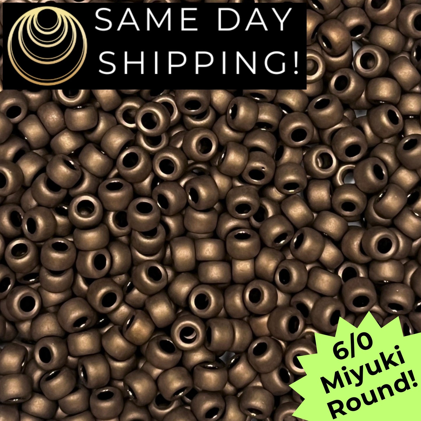 6-2006 6/0 Miyuki Round Seed Beads Matte Metallic Dark Bronze