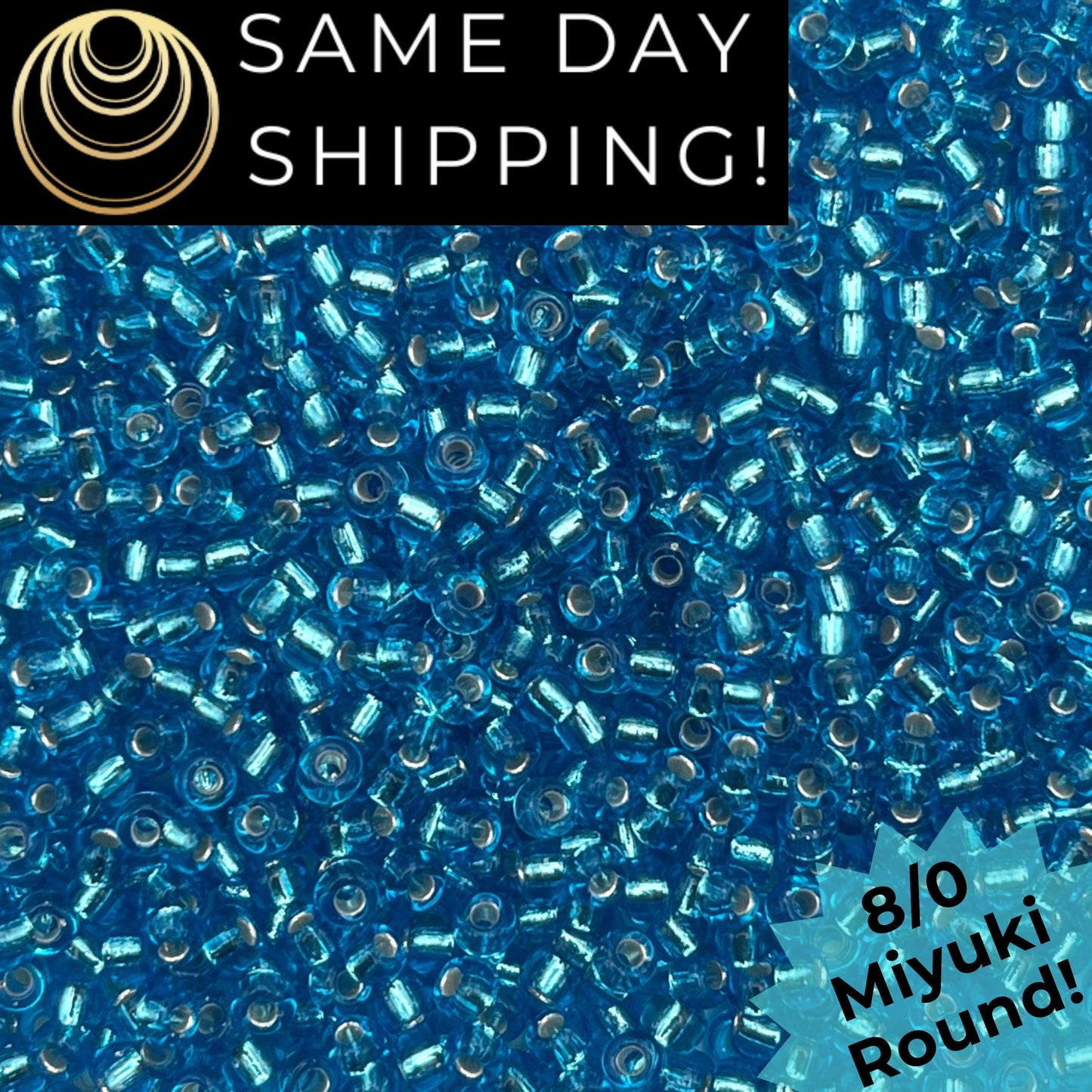8-2429 Miyuki 8/0 Round Beads, Silver Lined Dark Aqua