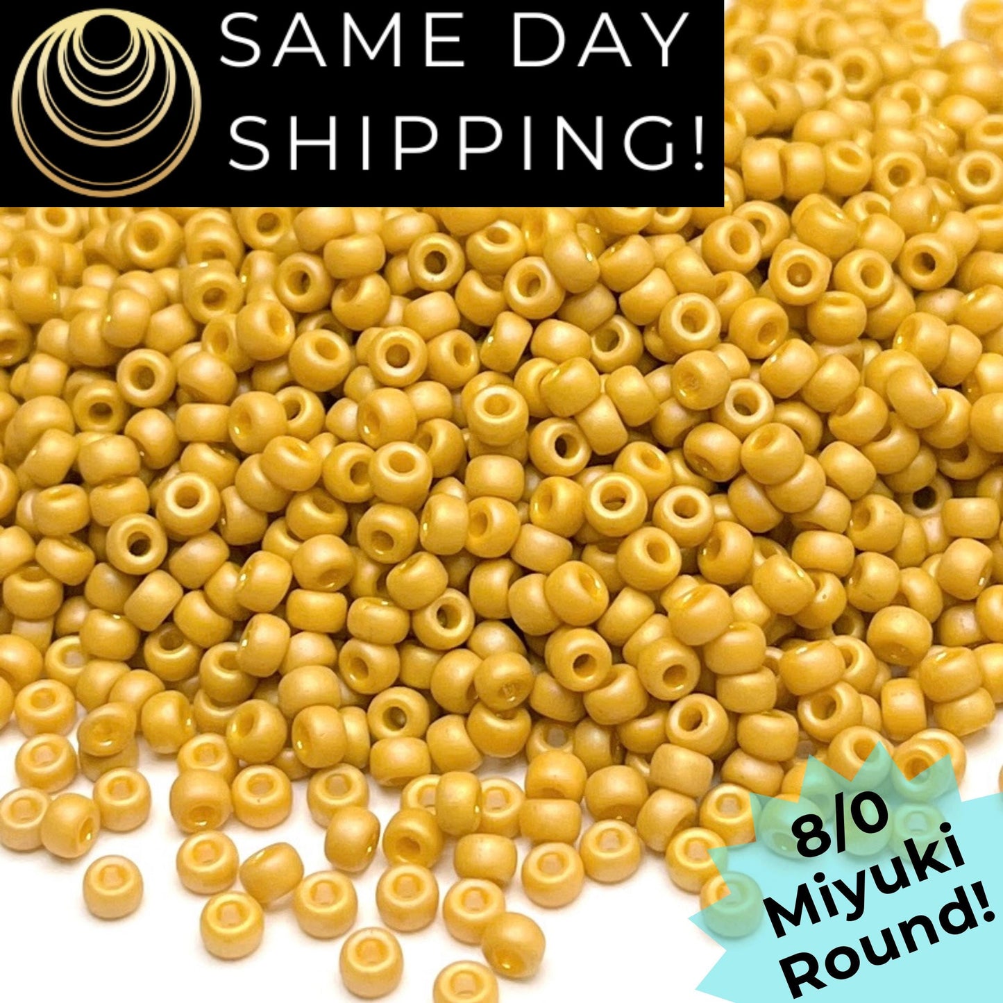 8-4692 Miyuki 8/0 Round Beads, Frosted Opaque Glazed Yellow Rainbow