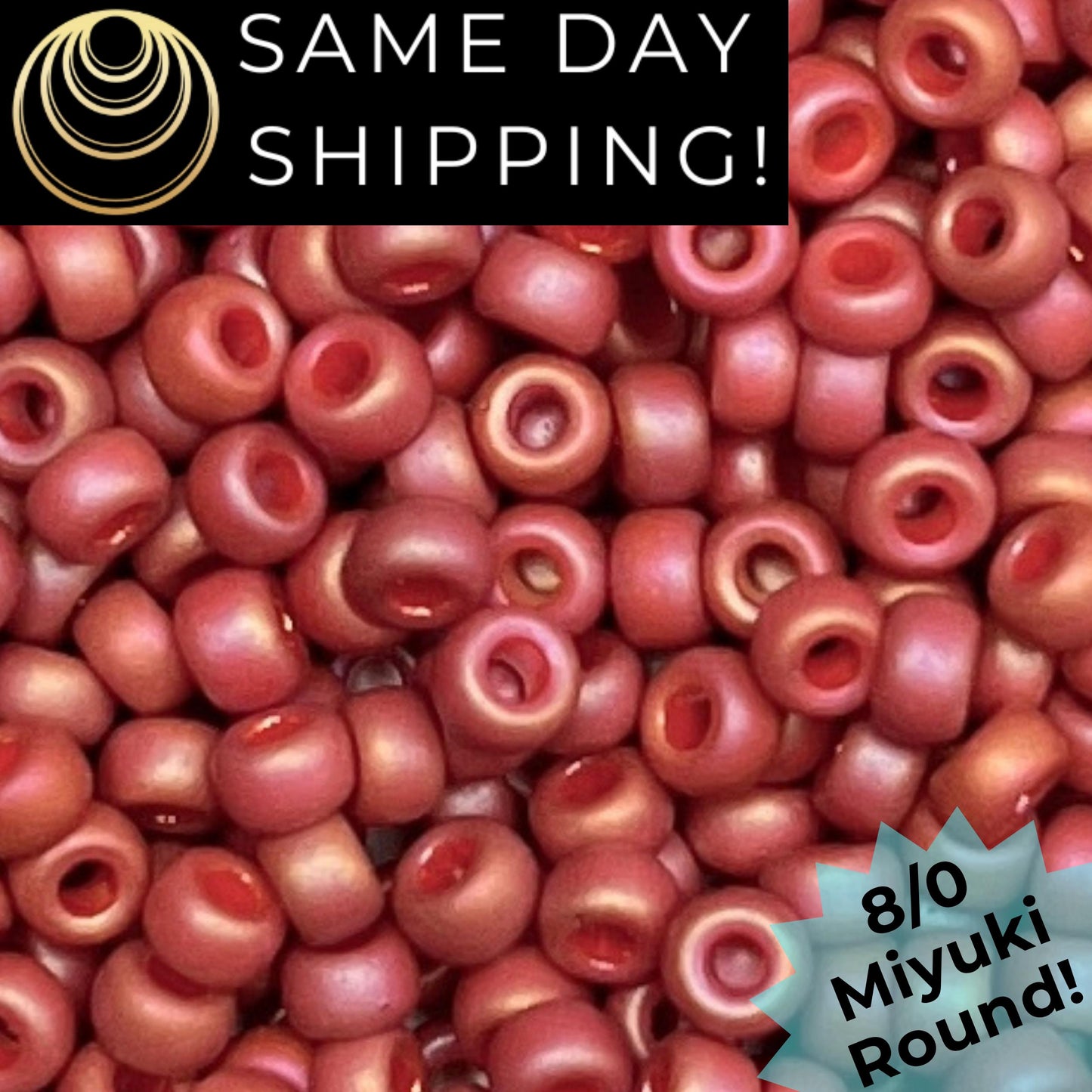 8-4695 Miyuki 8/0 Round Beads, Frosted Opaque Glazed Cardinal Rainbow