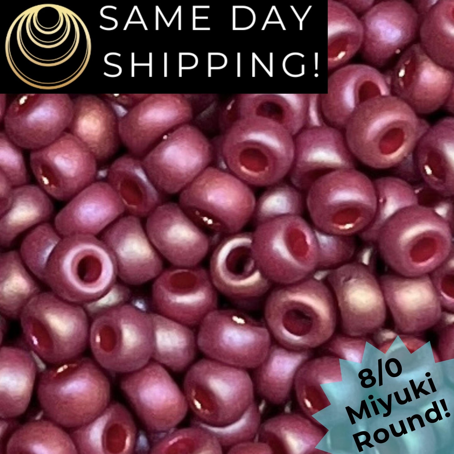 8-4696 Miyuki 8/0 Round Beads, Frosted Opaque Glazed Plum Rainbow