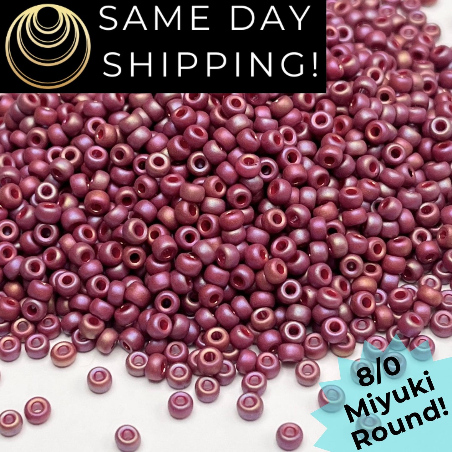 8-4696 Miyuki 8/0 Round Beads, Frosted Opaque Glazed Plum Rainbow