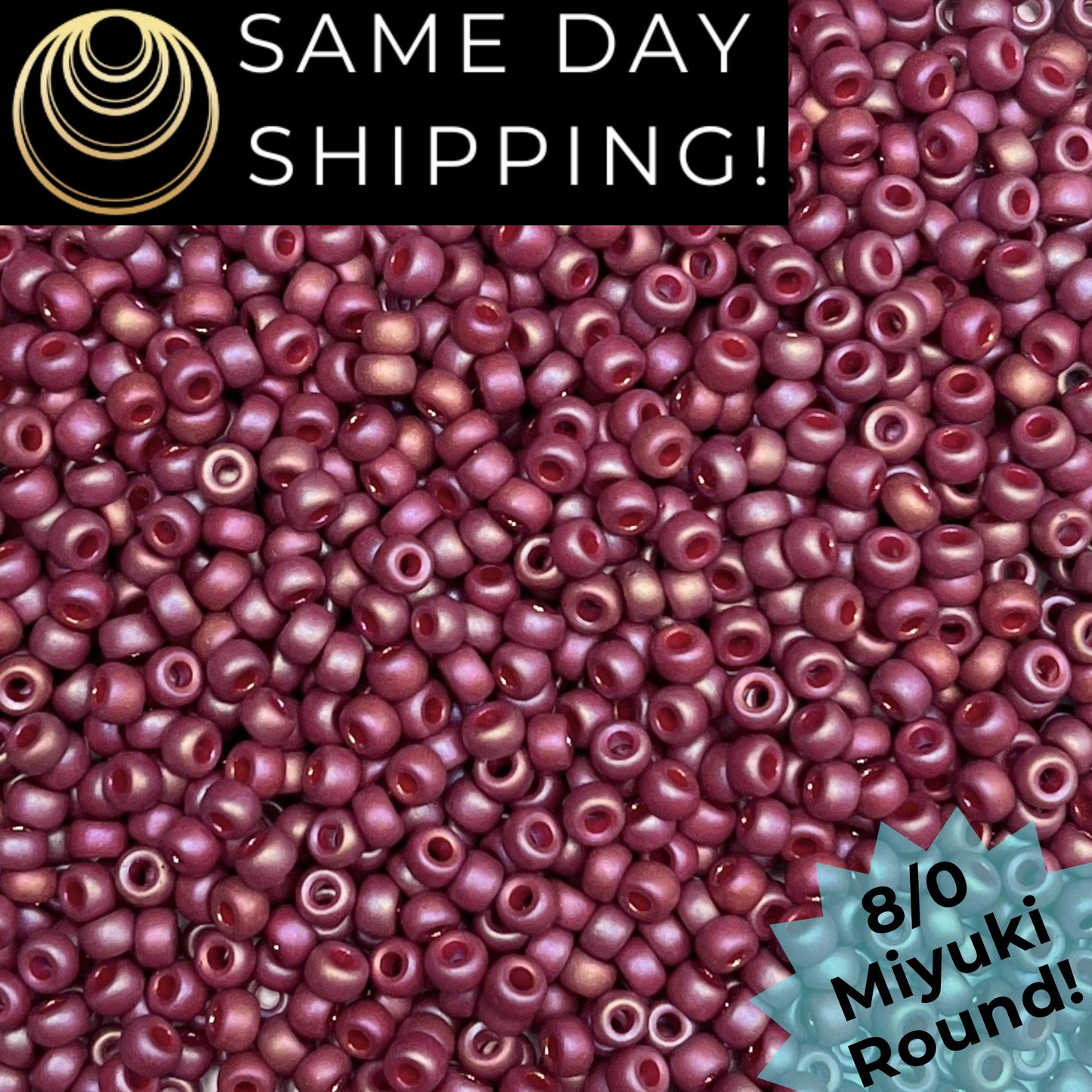8-4696 Miyuki 8/0 Round Beads, Frosted Opaque Glazed Plum Rainbow