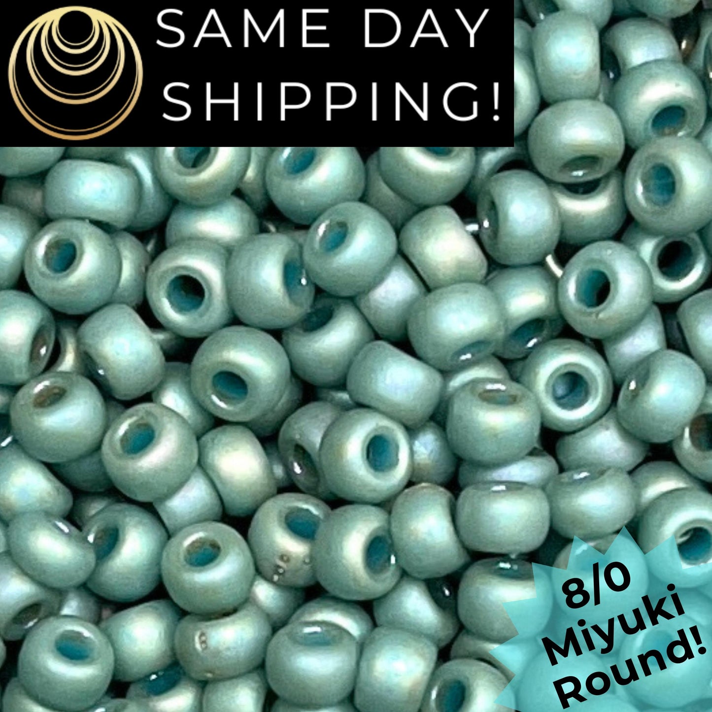 8-4701 Miyuki 8/0 Round Beads, Frosted Opaque Glazed Celadon Rainbow