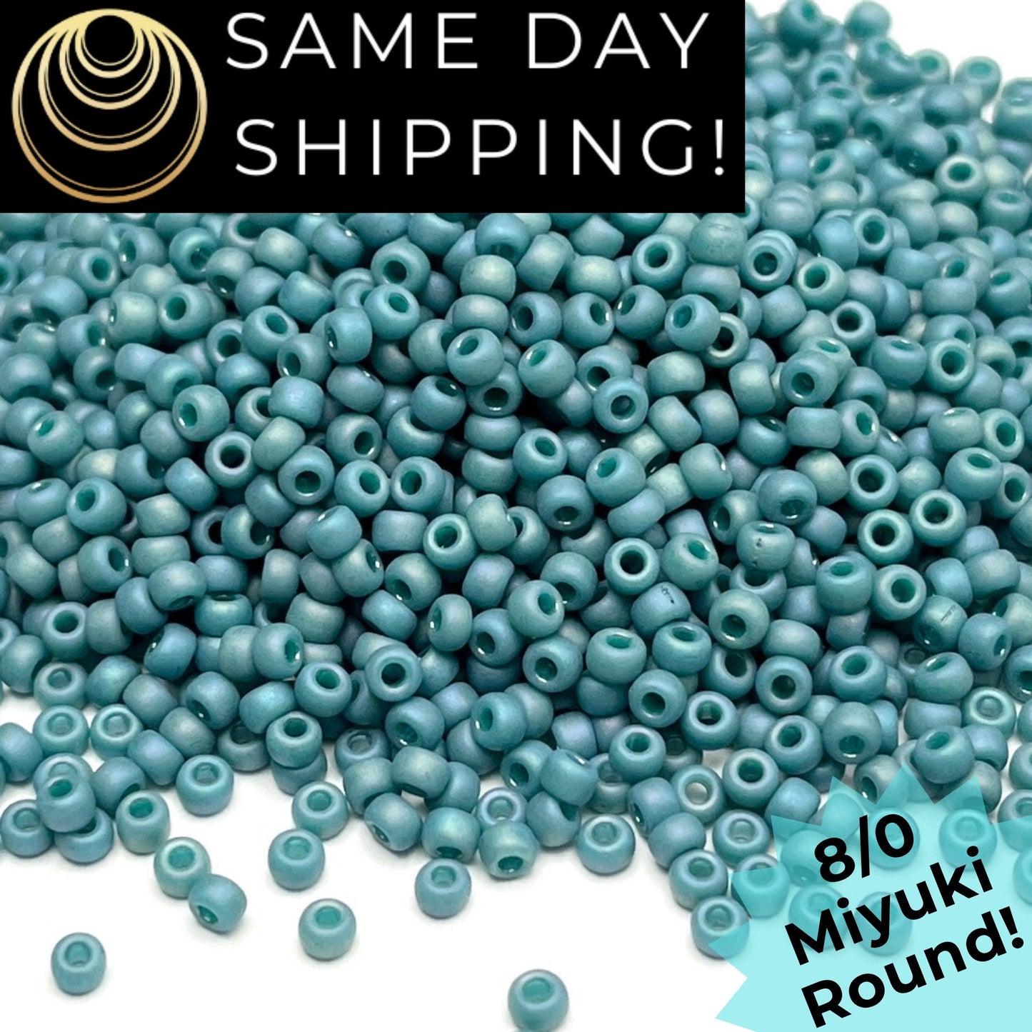 8-4702 Miyuki 8/0 Round Beads, Frosted Opaque Glazed Peacock Rainbow