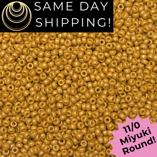 11-4692 Miyuki 11/0 Round Seed Beads Frosted Glazed Yellow Citron Rainbow