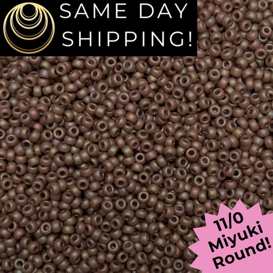 11-4694 Miyuki 11/0 Round Seed Beads Matte Glazed Hazelnut Rainbow