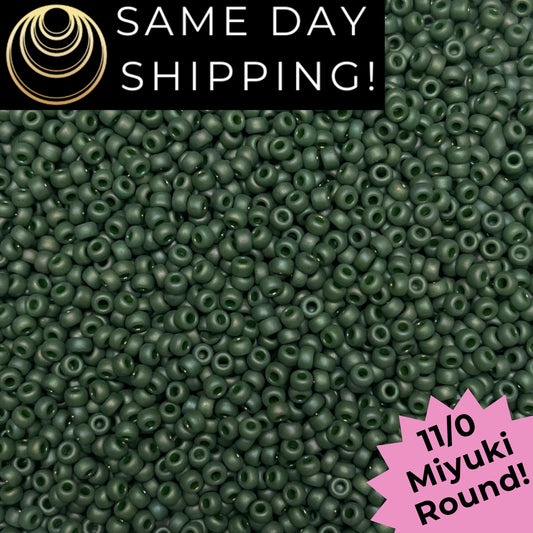 11-4700 Miyuki 11/0 Round Seed Beads Frosted Glazed Basil Rainbow