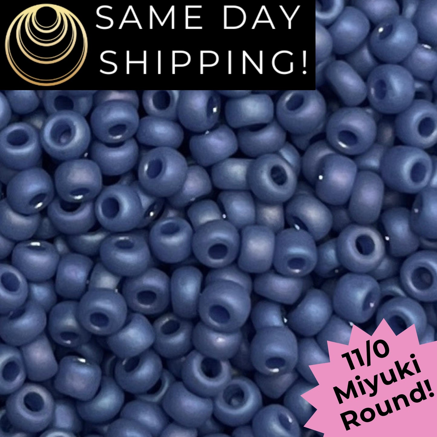 11-4704 Miyuki 11/0 Round Seed Beads Matte Frosted Glazed Soft Blue Rainbow