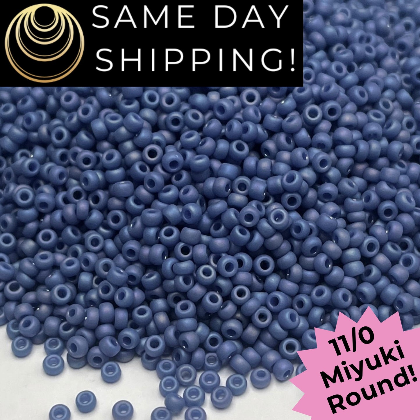 11-4704 Miyuki 11/0 Round Seed Beads Matte Frosted Glazed Soft Blue Rainbow