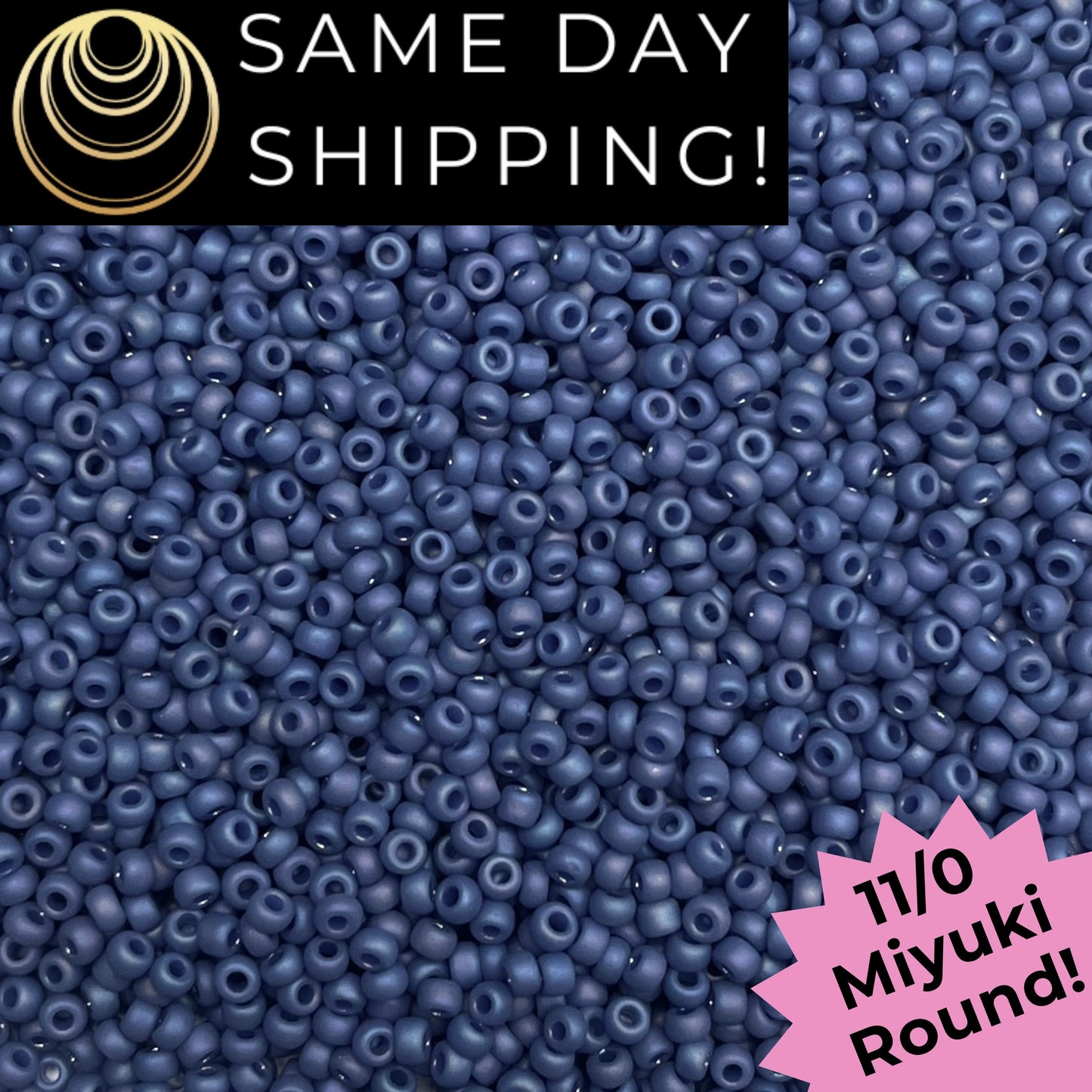 11-4704 Miyuki 11/0 Round Seed Beads Matte Frosted Glazed Soft Blue Rainbow