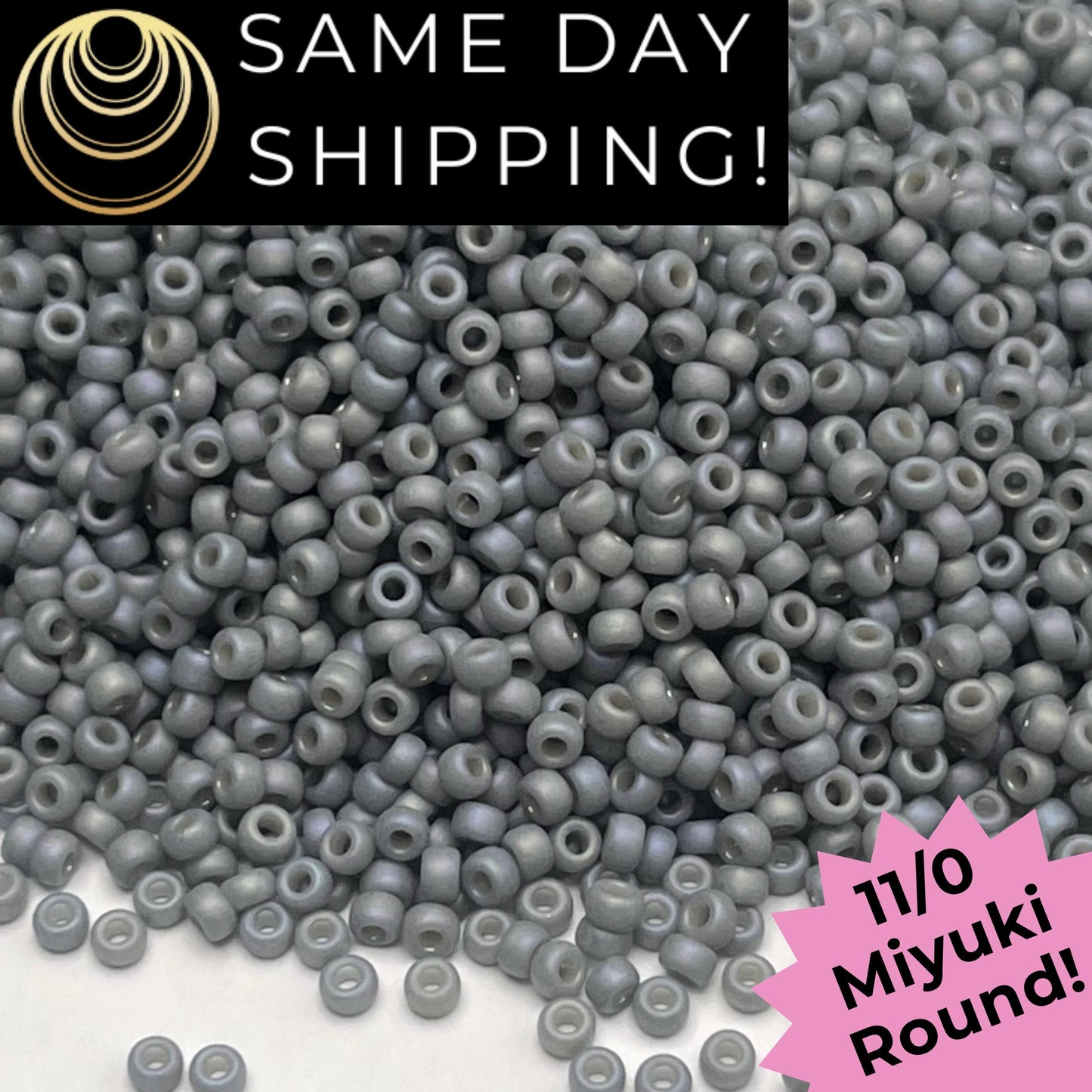 11-4705 Miyuki 11/0 Round Seed Beads Matte Frosted Glazed Cadet Gray Rainbow