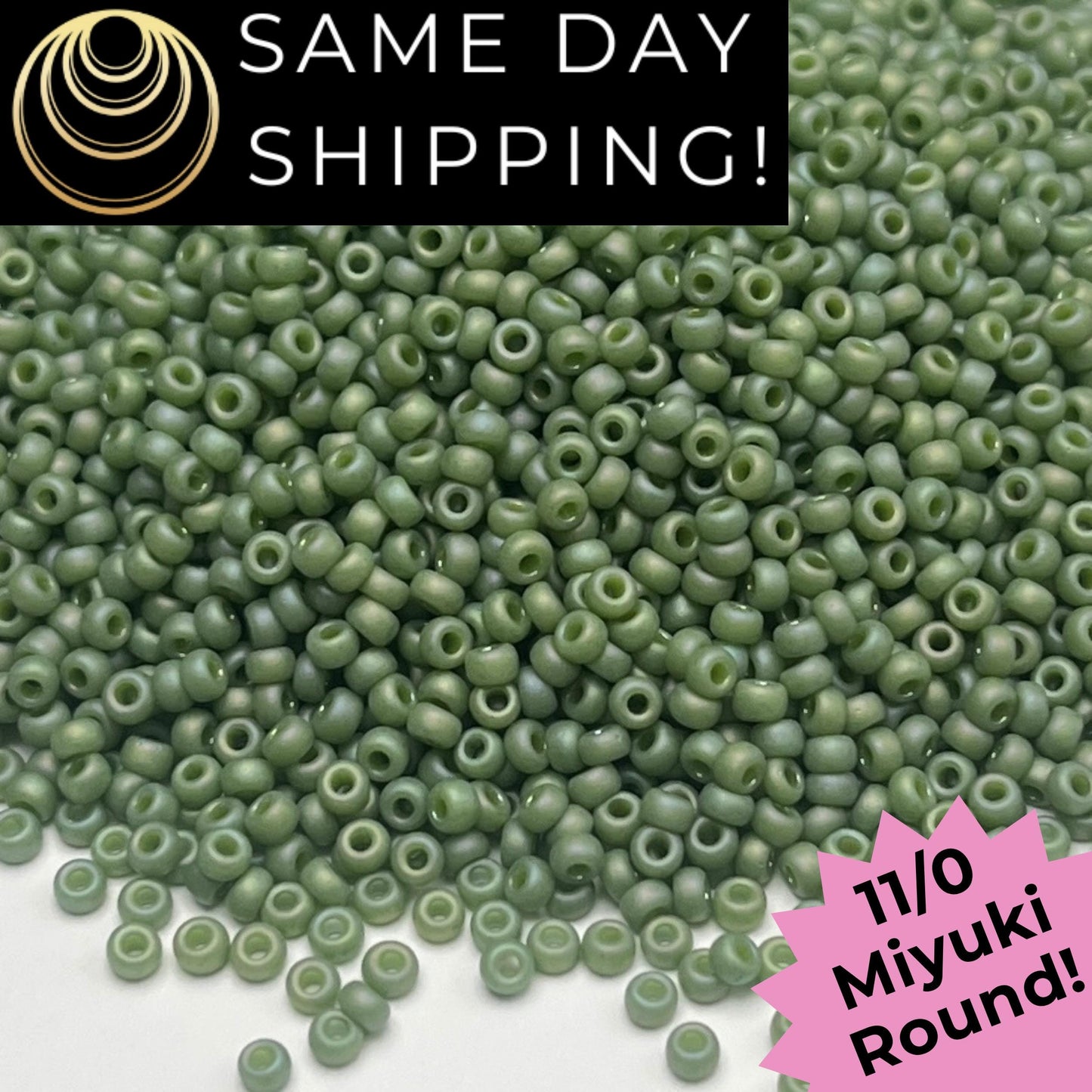 11-4698 Miyuki 11/0 Round Seed Beads Matte Glazed Frosted Kiwi Rainbow