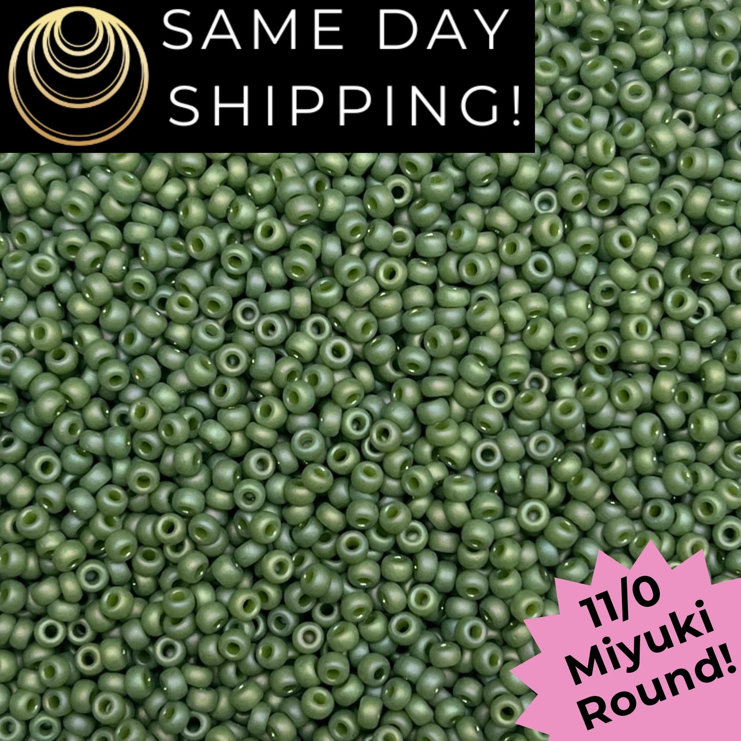 11-4698 Miyuki 11/0 Round Seed Beads Matte Glazed Frosted Kiwi Rainbow