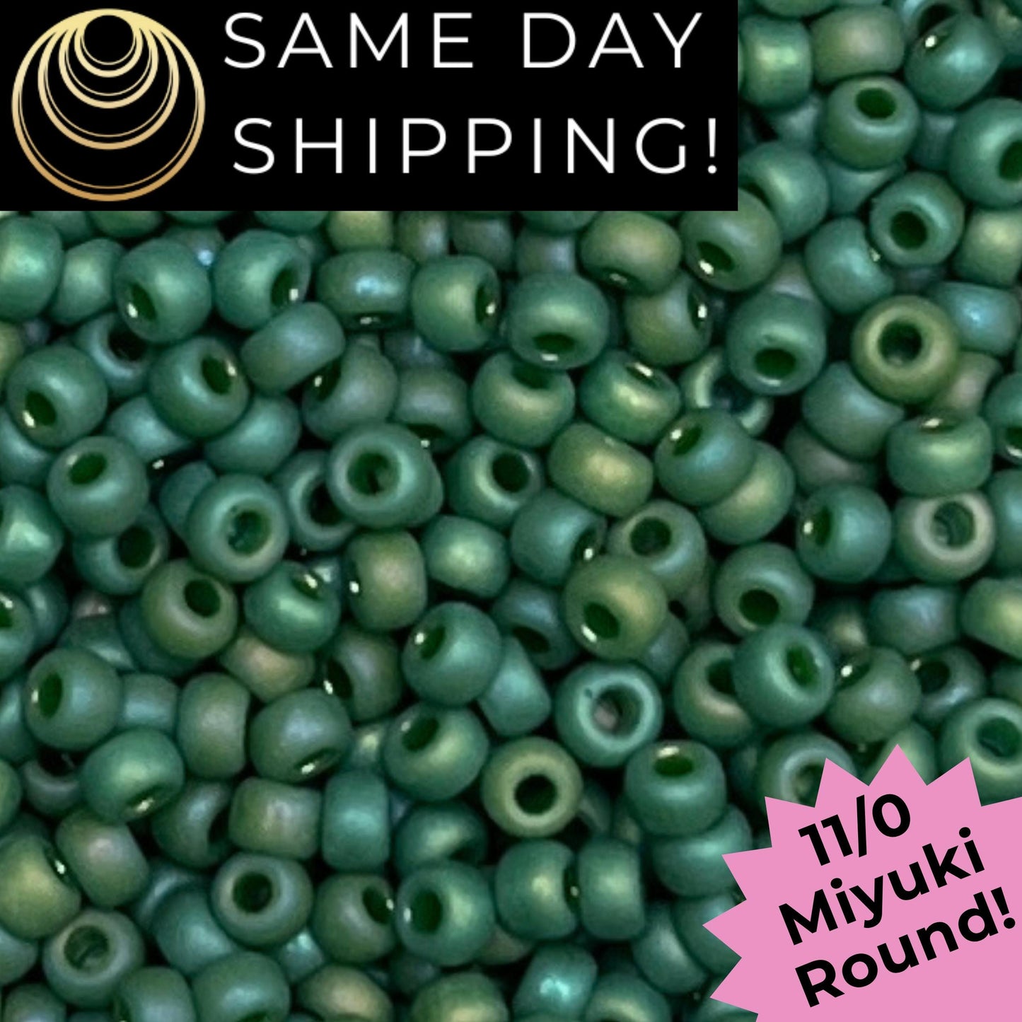 11-4699 Miyuki 11/0 Round Seed Beads Matte Glazed Frosted Green Rainbow