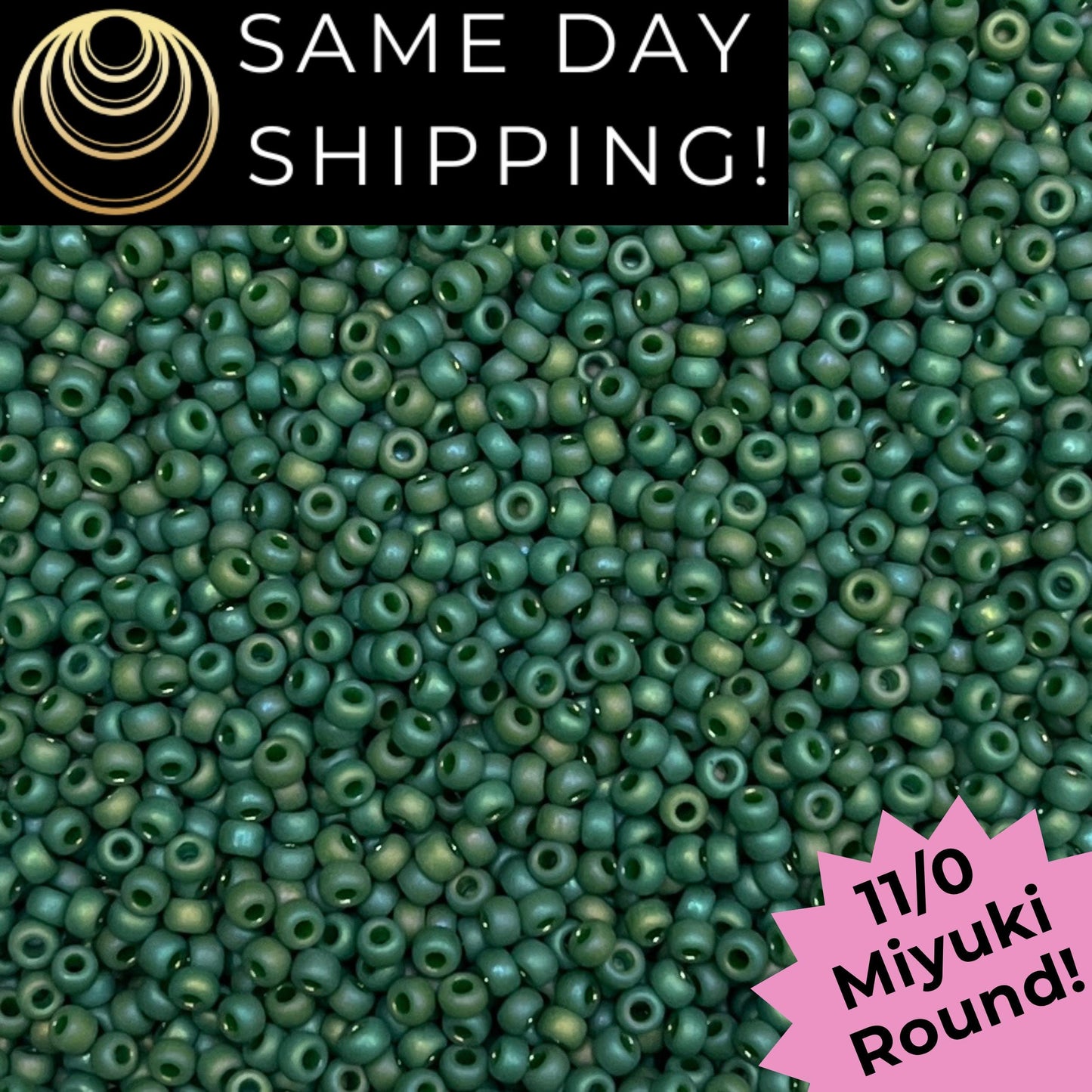 11-4699 Miyuki 11/0 Round Seed Beads Matte Glazed Frosted Green Rainbow