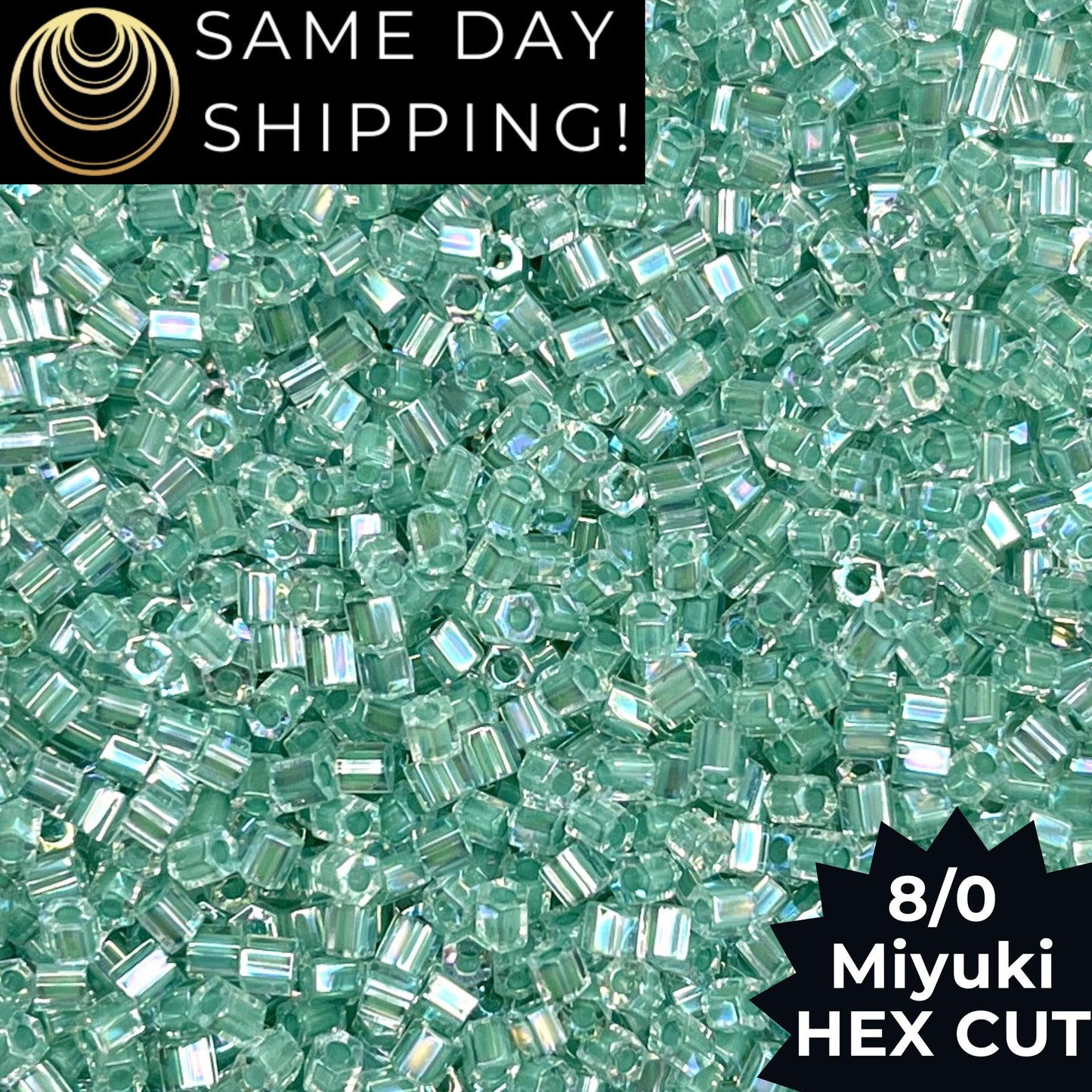 8C-2780 Miyuki 8/0 Hex Cut Beads, Seafoam Lined Crystal AB