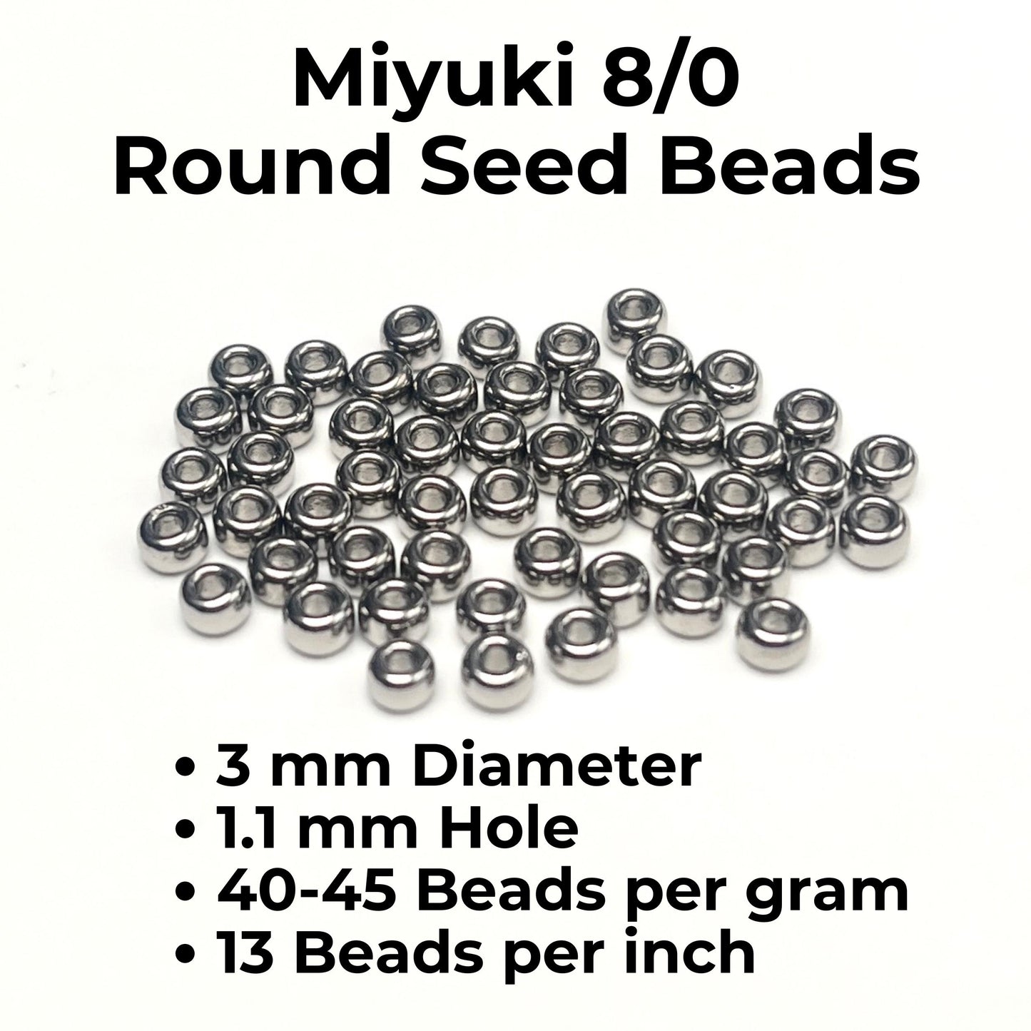 8-0001 Miyuki 8/0 Round Silver Lined Crystal 7g Tube