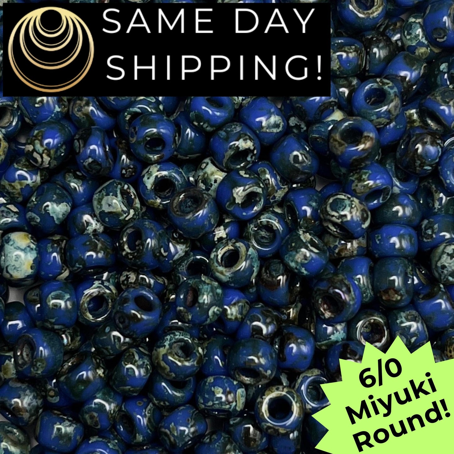 6-4516 Miyuki 6/0 Round Beads, Montana Blue Picasso