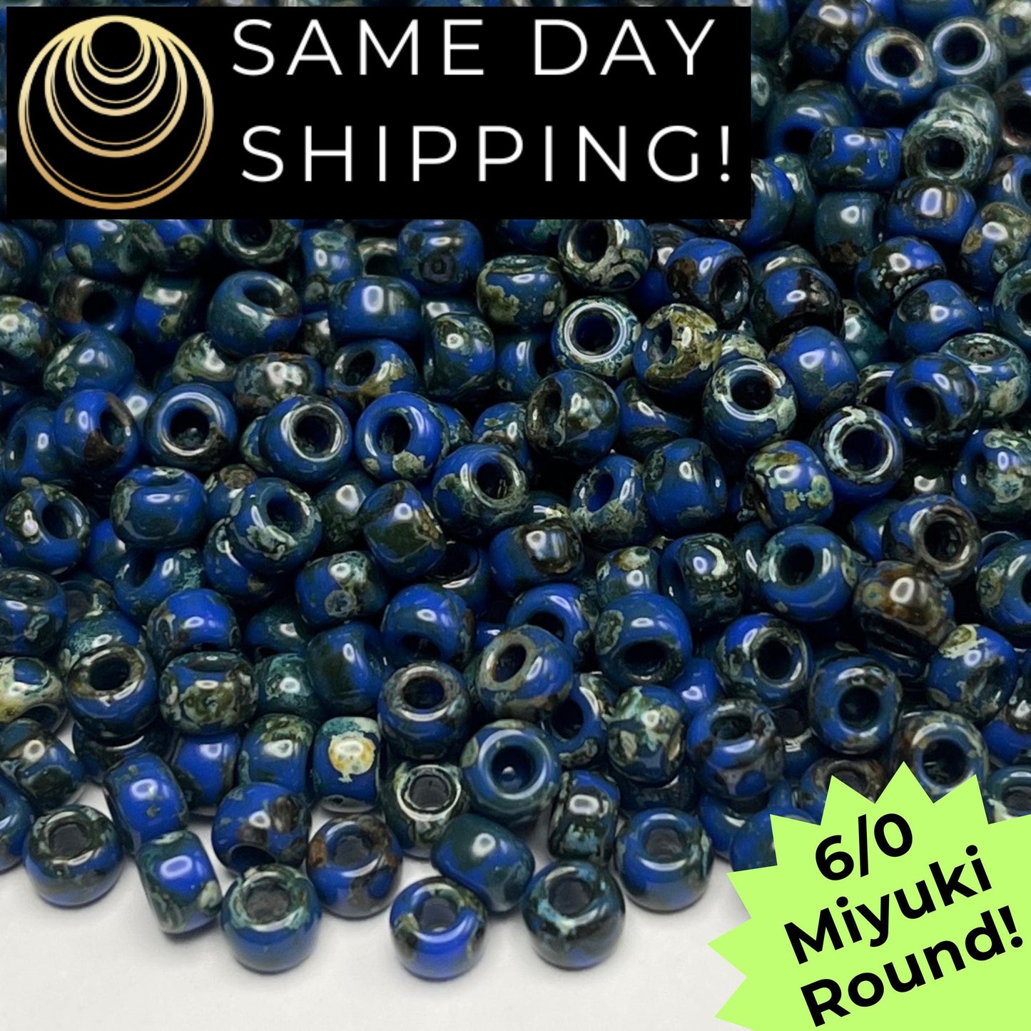6-4516 Miyuki 6/0 Round Beads, Montana Blue Picasso