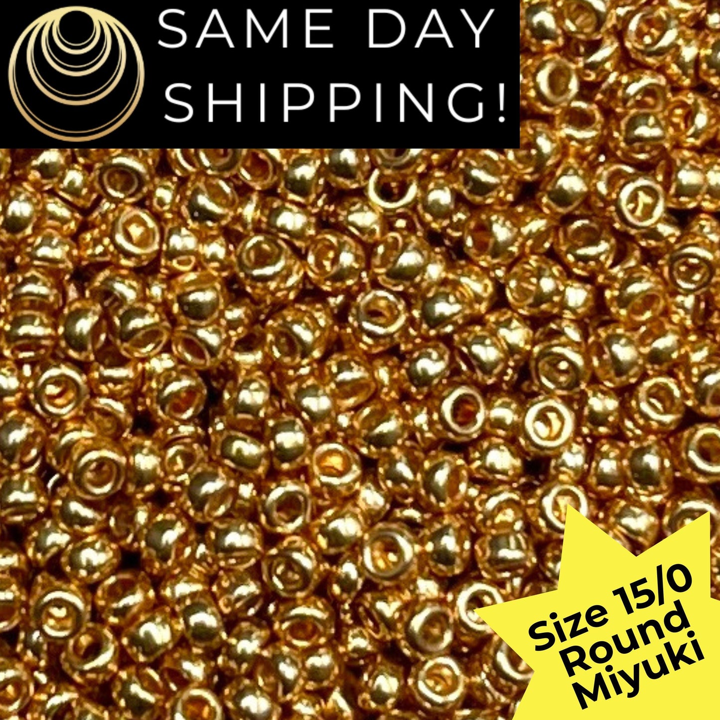 15-1052 Miyuki Size 15/0 Round Rocaille Seed Beads Galvanized Dark Yellow Gold