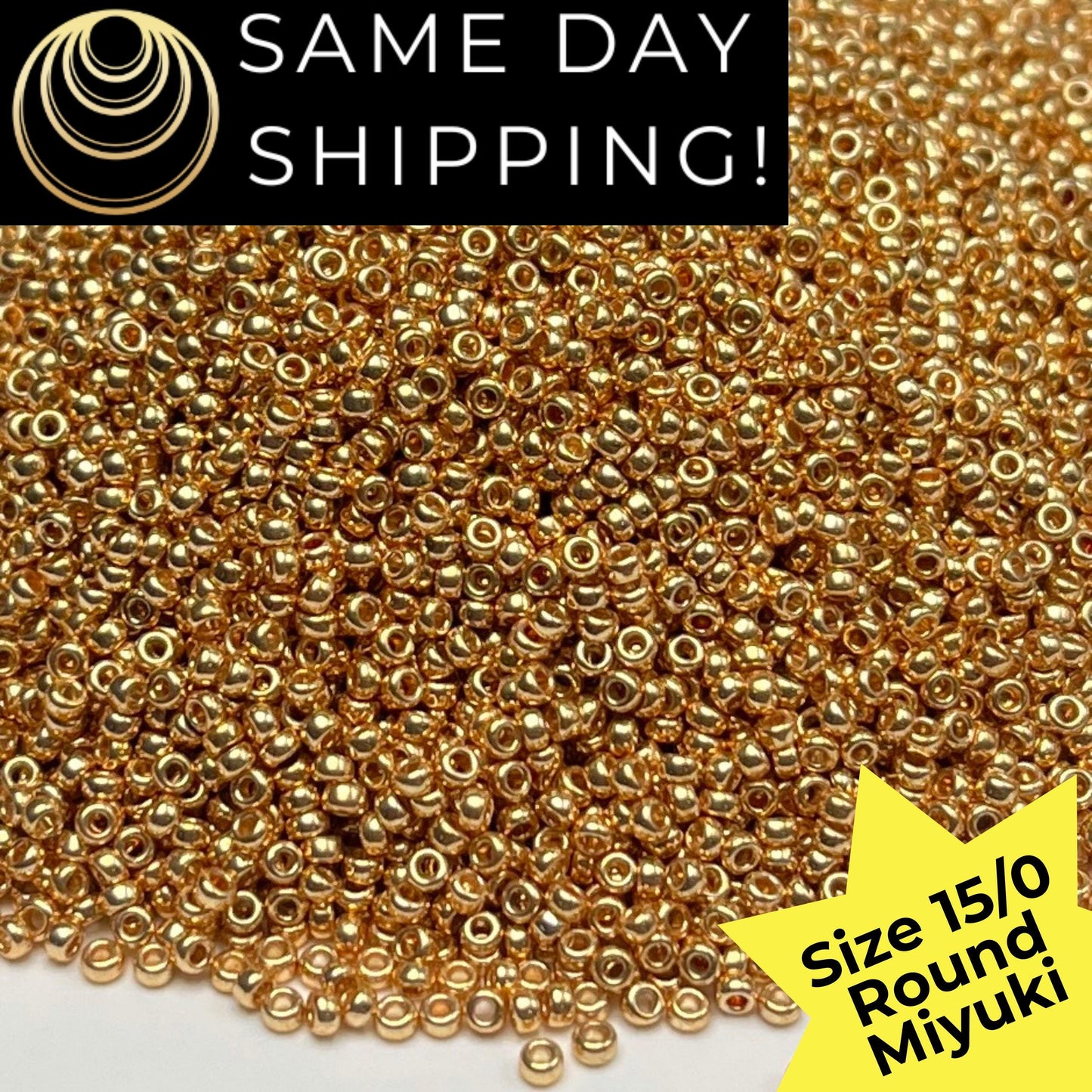15-1052 Miyuki Size 15/0 Round Rocaille Seed Beads Galvanized Dark Yellow Gold