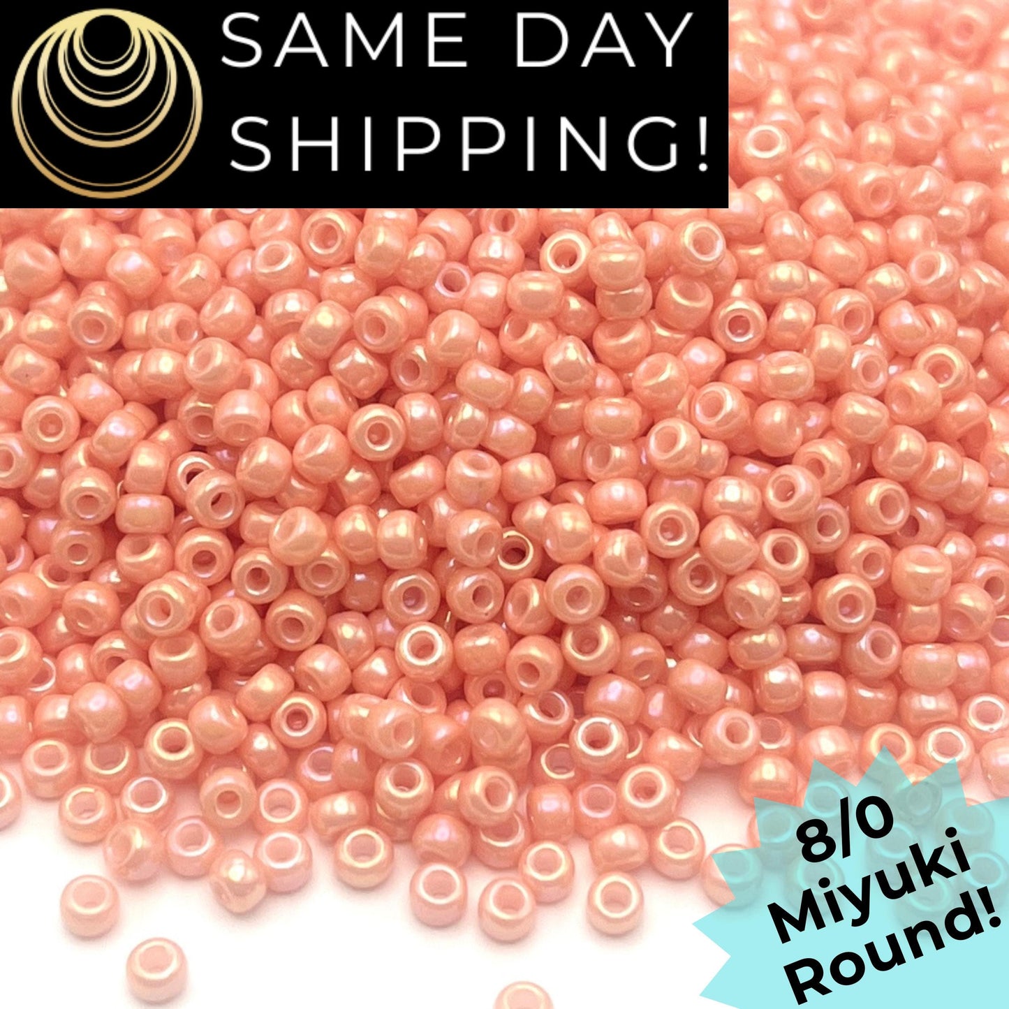 8-0596 Miyuki 8/0 Round Beads, Opaque Tea Rose Luster