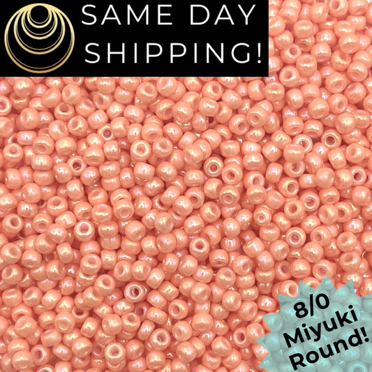 8-0596 Miyuki 8/0 Round Beads, Opaque Tea Rose Luster