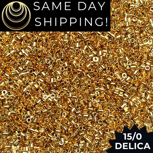 DBS0031 15/0 Miyuki Delica Beads 24kt Gold Plated