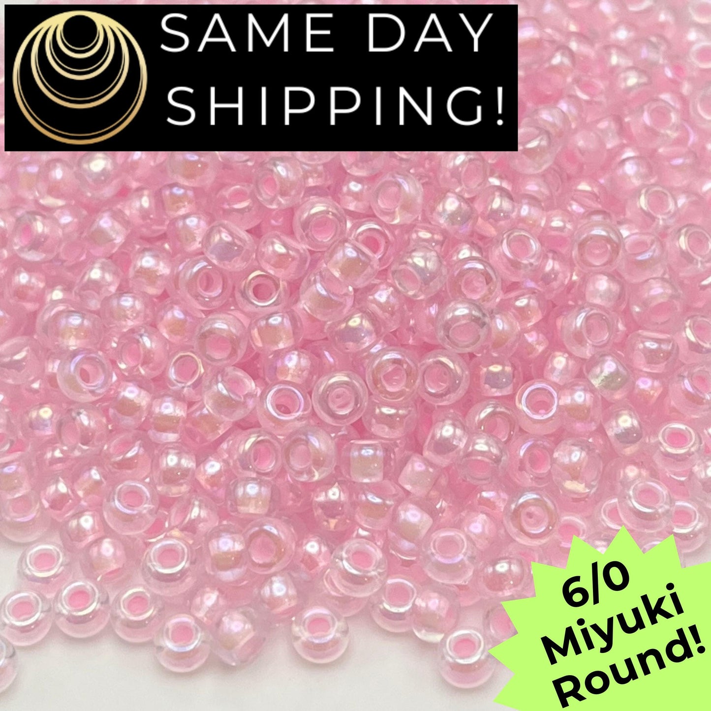 6-0272 Miyuki 6/0 Round Beads, Pink Lined Crystal AB