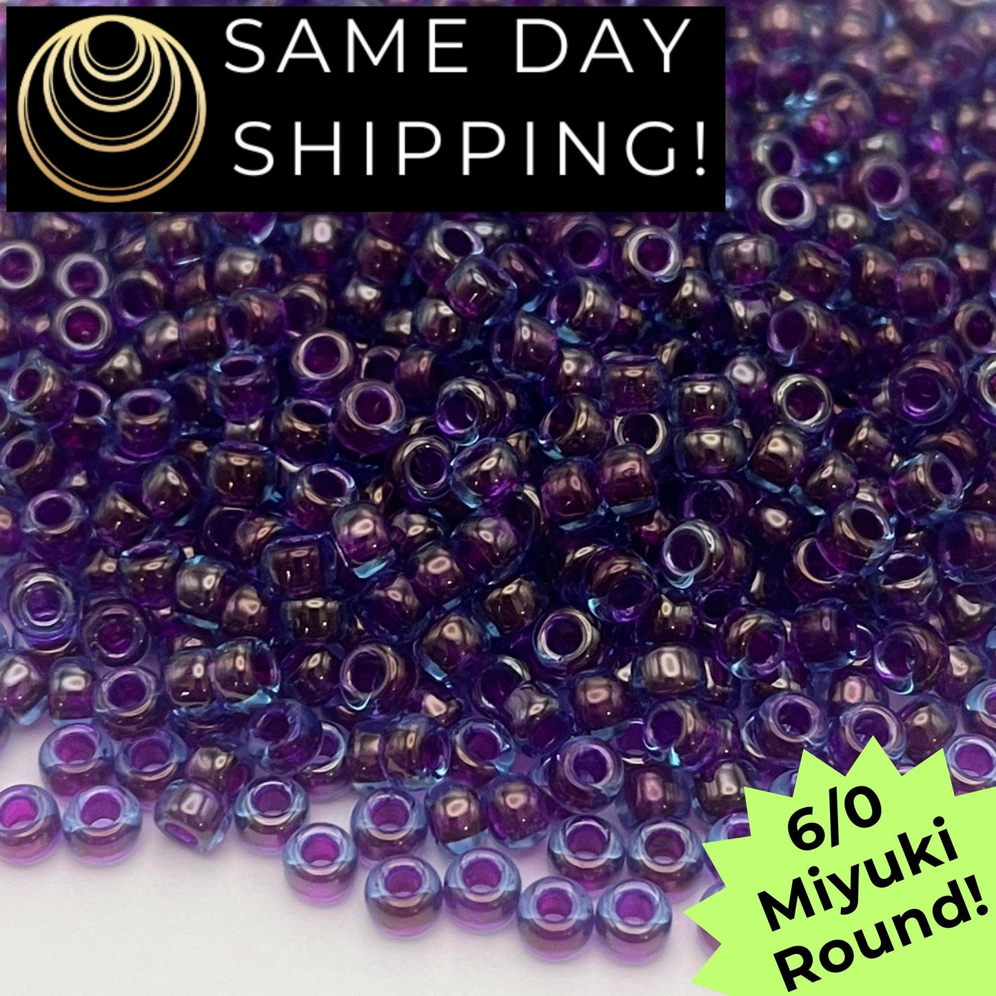 6-0352 Miyuki 6/0 Round Beads, Fuchsia Lined Aqua Luster