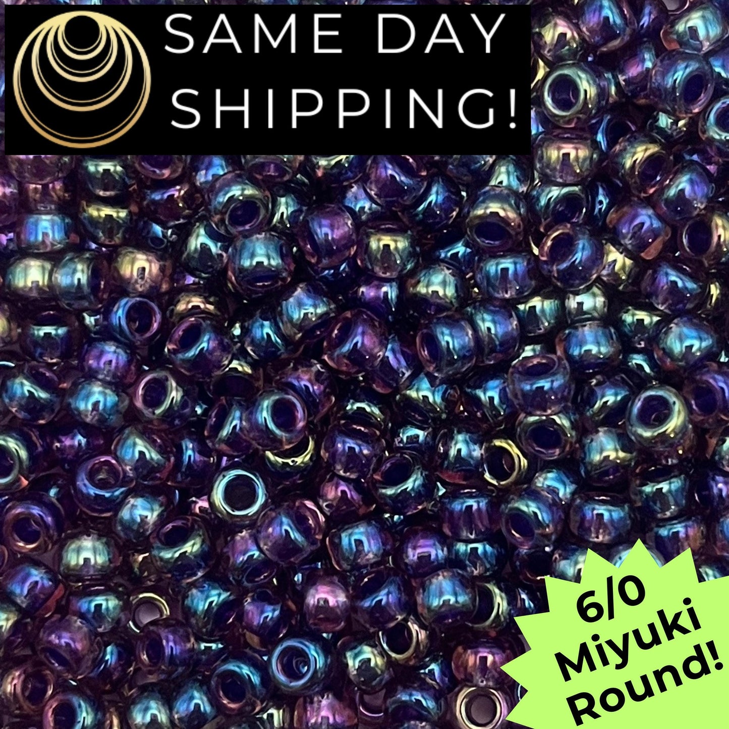 6-0356 Miyuki 6/0 Round Beads, Purple Lined Amethyst AB