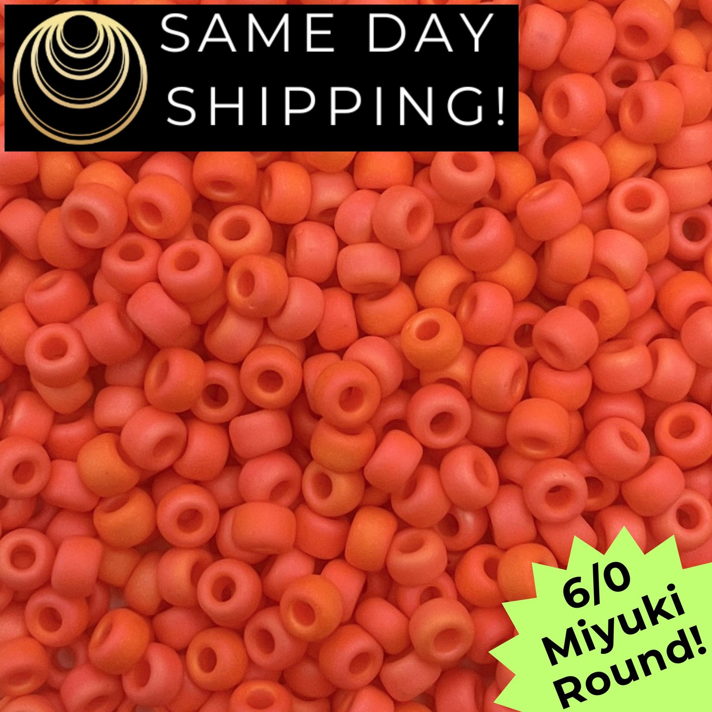 6-0406FR Miyuki 6/0 Round Beads, Matte Opaque Orange AB