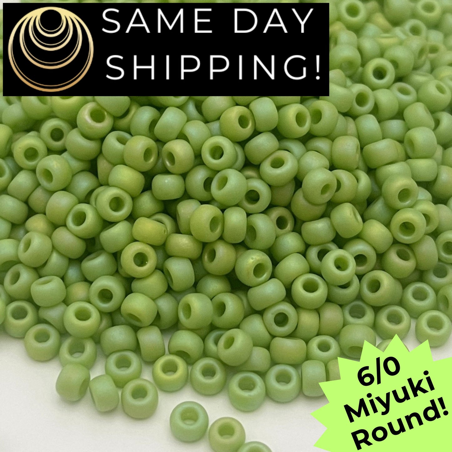 6-0416FR Miyuki 6/0 Round Beads, Matte Opaque Chartreuse AB