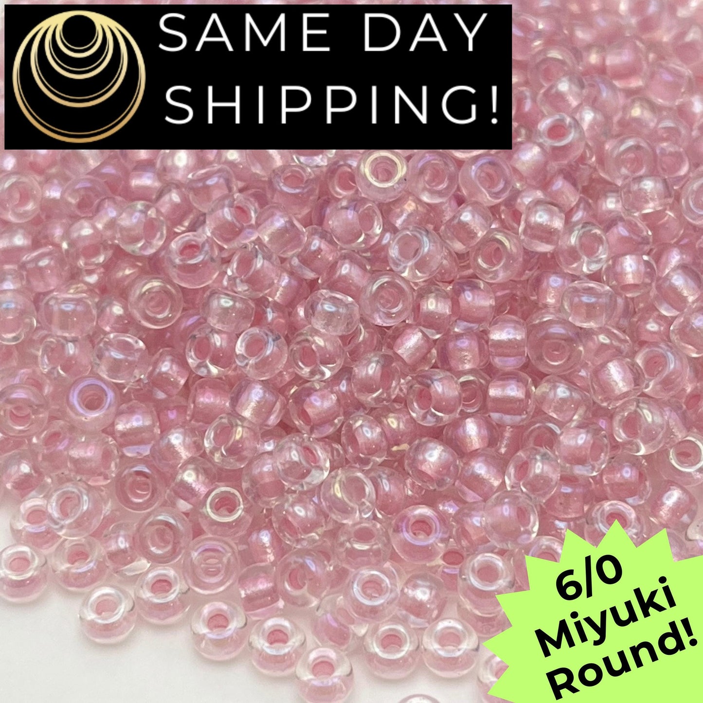 6-3639 Miyuki 6/0 Round Beads, Pearlized Pink Crystal AB