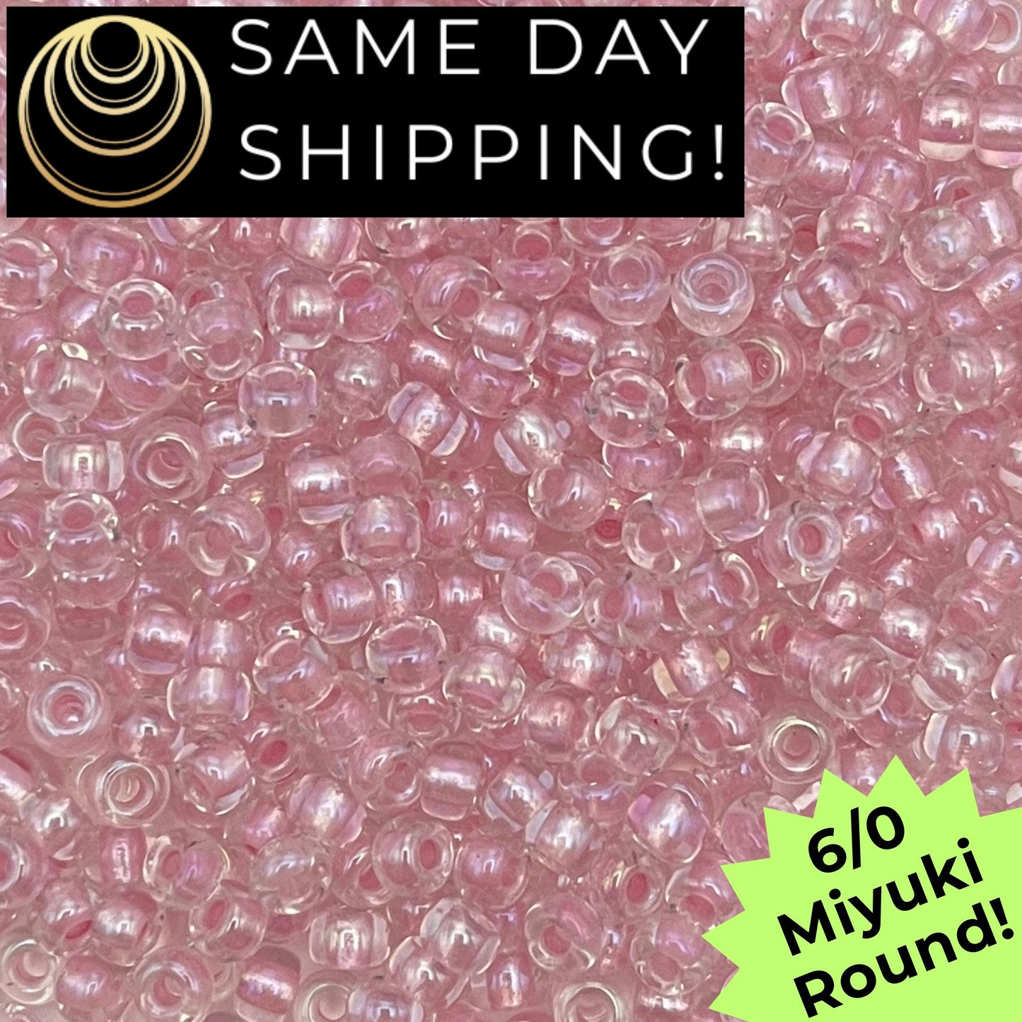 6-3639 Miyuki 6/0 Round Beads, Pearlized Pink Crystal AB