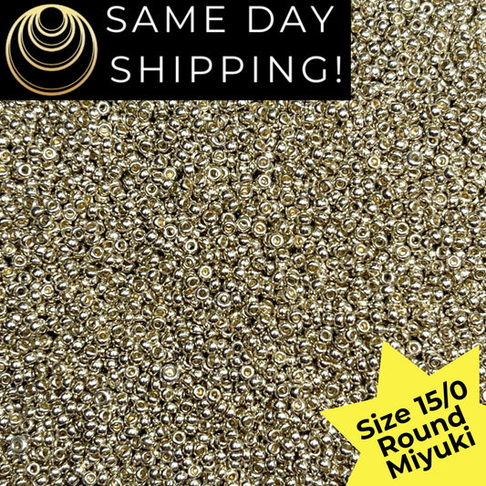 15-4201 15/0 Miyuki Round Rocaille Seed Beads Duracoat Galvanized Silver