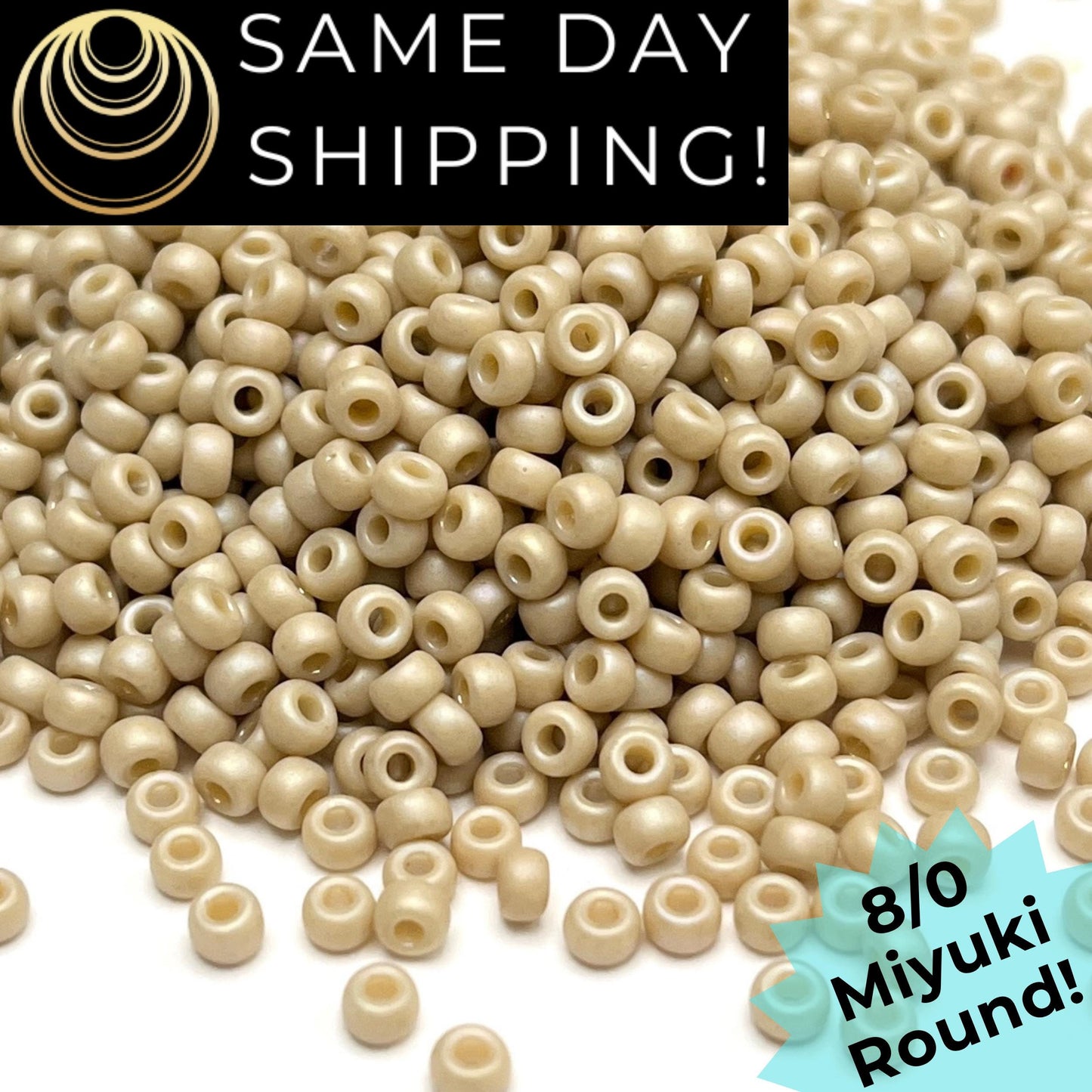 8-4691 Miyuki 8/0 Round Beads, Frosted Opaque Glazed Ivory Rainbow