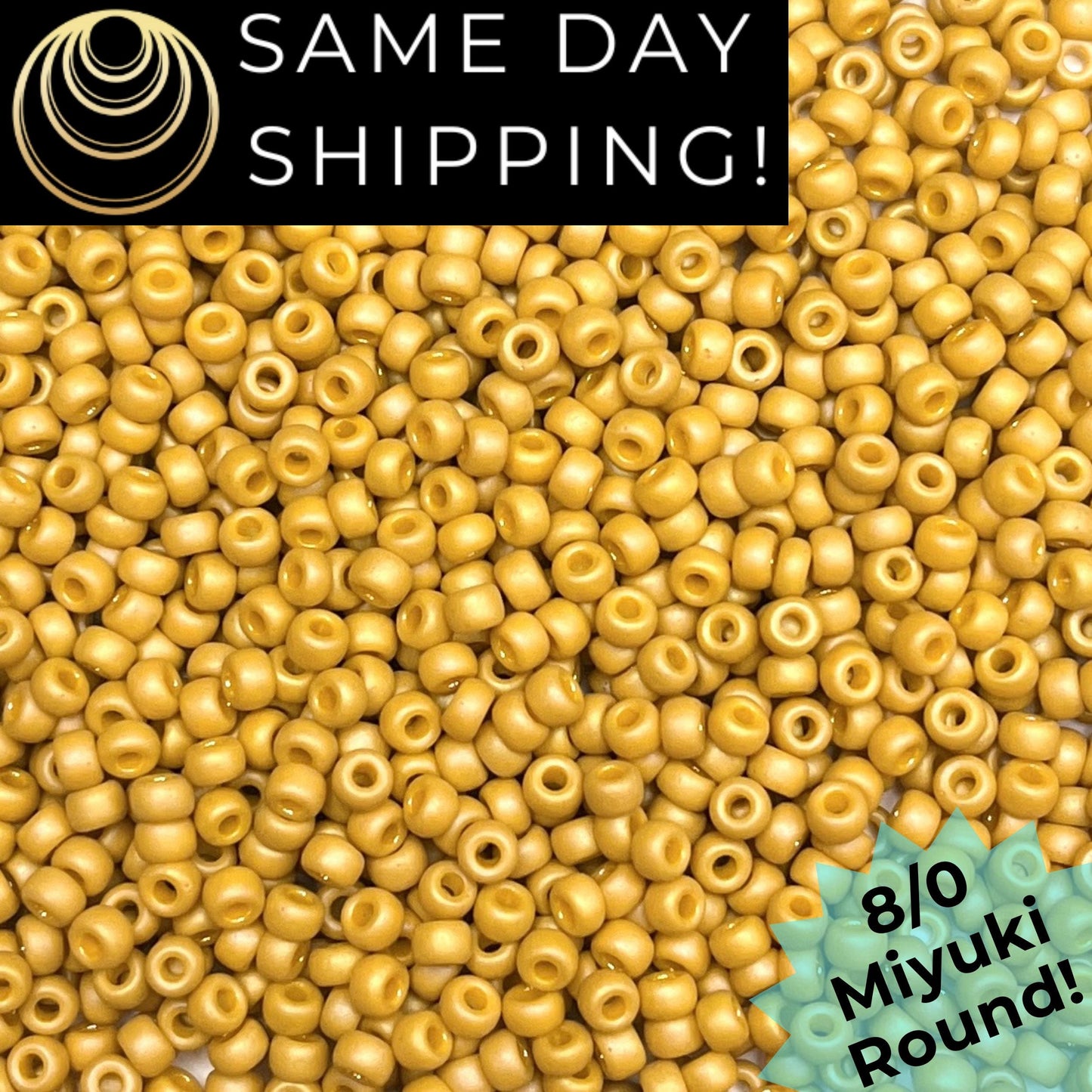 8-4692 Miyuki 8/0 Round Beads, Frosted Opaque Glazed Yellow Rainbow