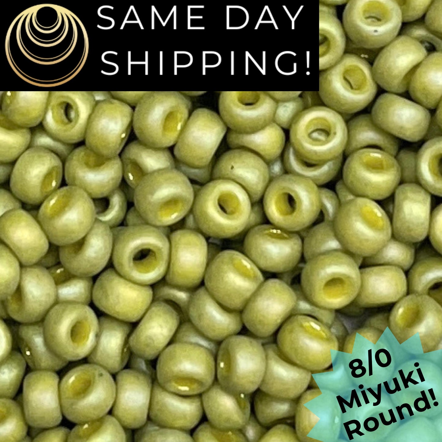 8-4697 Miyuki 8/0 Round Beads, Frosted Opaque Glazed Olive Rainbow